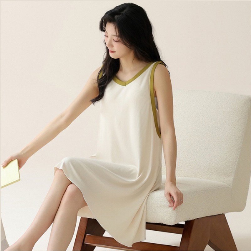 Pink Lady 罩杯式连身睡裙 白日幻梦 透气凉感螺纹布睡衣 居家服 - 居家服/睡衣 - 其他人造纤维 白色