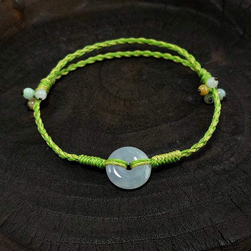 手链 翡翠 平安扣 蜡线 编织 手珠 手绳 天然玉石 - 手链/手环 - 玉石 