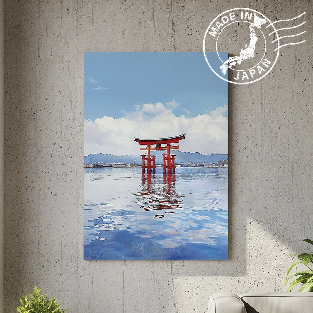日本制帆布画・严岛神社、广岛・日本风景・送礼、摆设、装饰 - 墙贴/壁贴 - 棉 