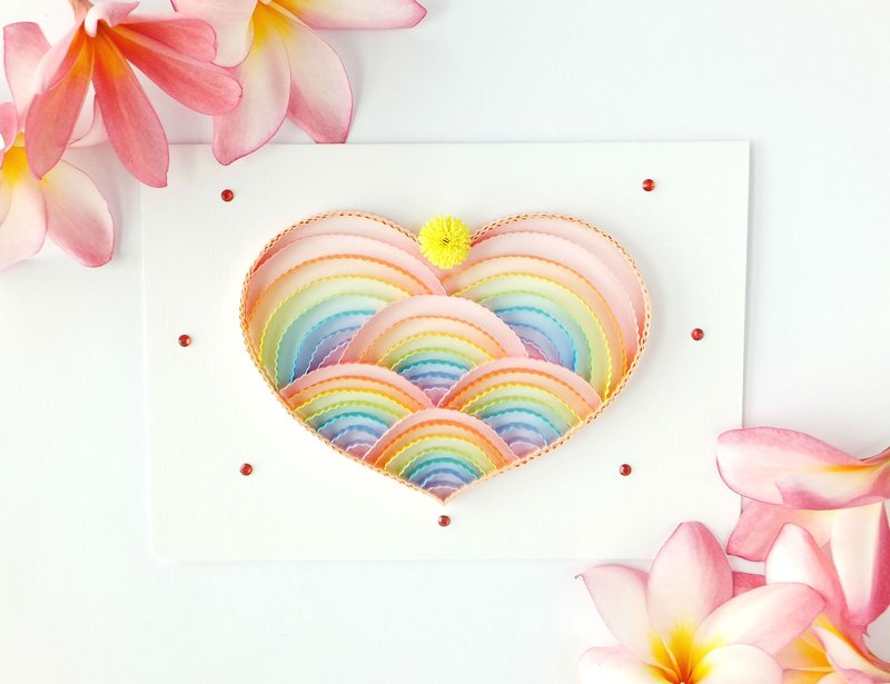 手作卷纸卡片-爱你的心 情人卡 万用卡 - 卡片/明信片 - 纸 多色