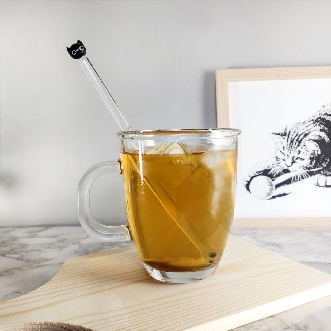 【喵星人袭击】可爱玻璃猫咪搅拌棒玻璃杯组 - 玻璃杯 - 玻璃 