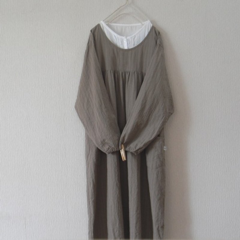 Pinkoi 代购 - 棉质工作服围裙 浅棕色 - 洋装/连衣裙 - 棉．麻 