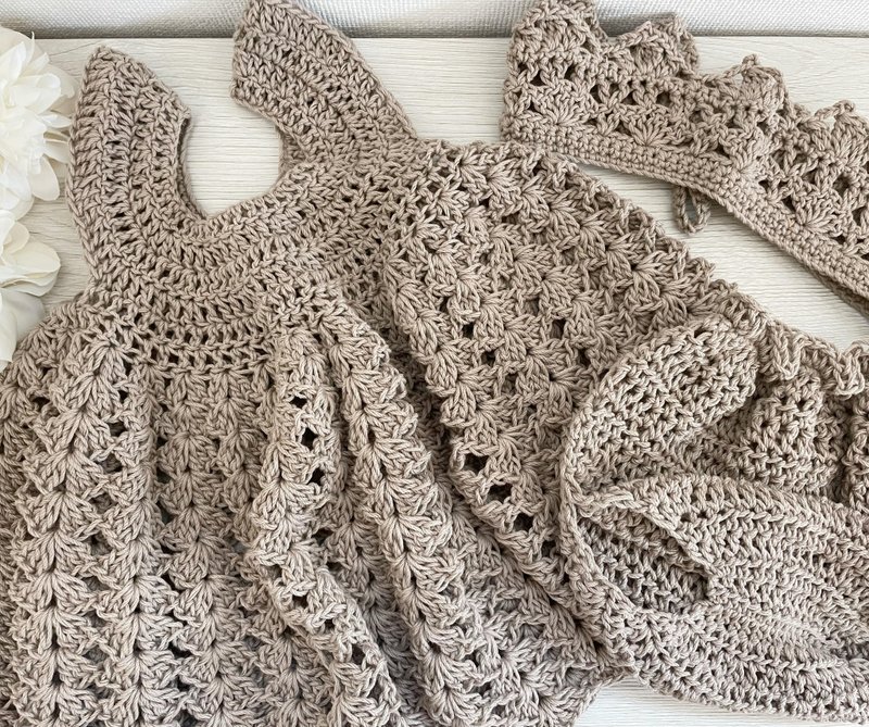 新生儿写真造型服 - 童装礼服/连衣裙 - 棉．麻 卡其色