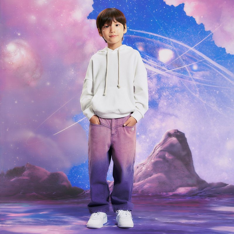 渐层牛仔长裤 紫色 - 童装裤 - 棉．麻 紫色