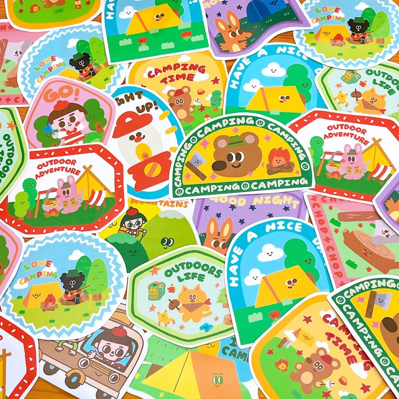 露营户外风格 防水大贴纸 10入 - 贴纸 - 纸 多色