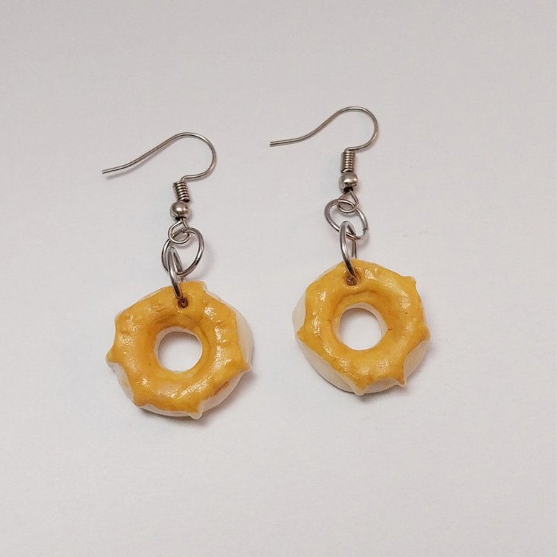 手工制作 酪梨起司 甜甜圈 耳环 - 耳环/耳夹 - 粘土 黄色