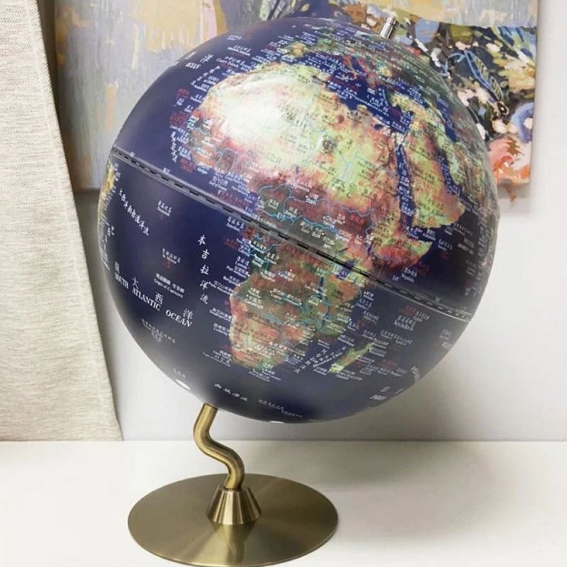 SkyGlobe 12寸卫星触控锂电池N型古铜金底座地球仪(中英文对照) - 摆饰 - 其他金属 蓝色