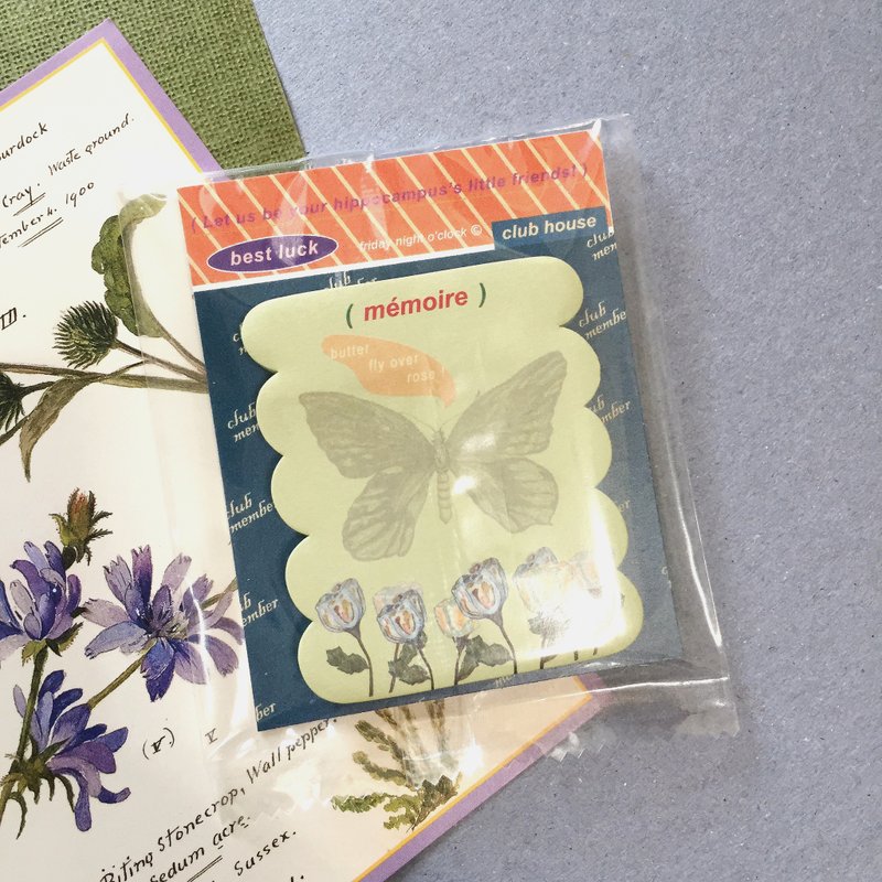 便利贴一 奶油蝴蝶与玫瑰 - 便条纸/标签贴 - 纸 绿色