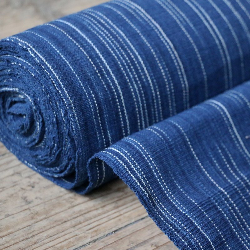 倚山人|手工传统蓝染色织土粗布纯棉布料DIY服装手织布宽45cm左右 - 编织/刺绣/羊毛毡/裁缝 - 棉 