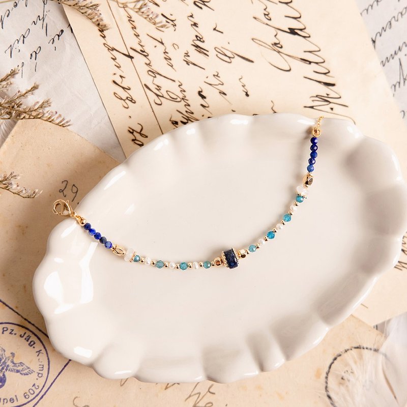 事业 x 青金石 蓝透辉石 诞生石 【百子莲 • 爱情来临】手链 - 手链/手环 - 宝石 蓝色