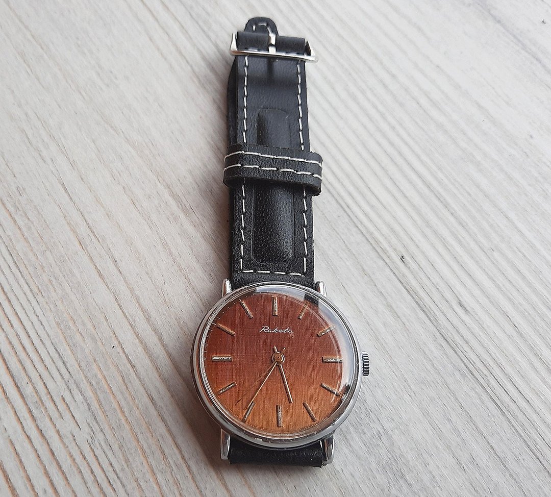 Raketa 2609.HA red dial vintage mens watch - Soviet mechanical wrist watch USSR - 男表/中性表 - 不锈钢 红色