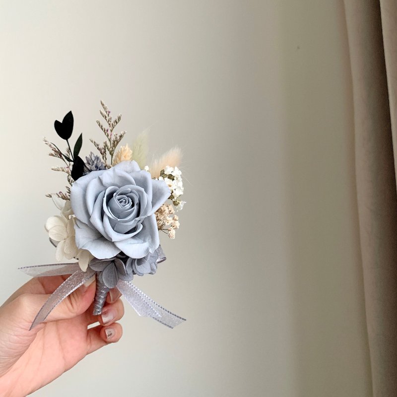 蓝色系永生胸花(2款) 新郎胸花/主婚人胸花/伴郎胸花/胸花/捧花 - 干燥花/捧花 - 植物．花 蓝色
