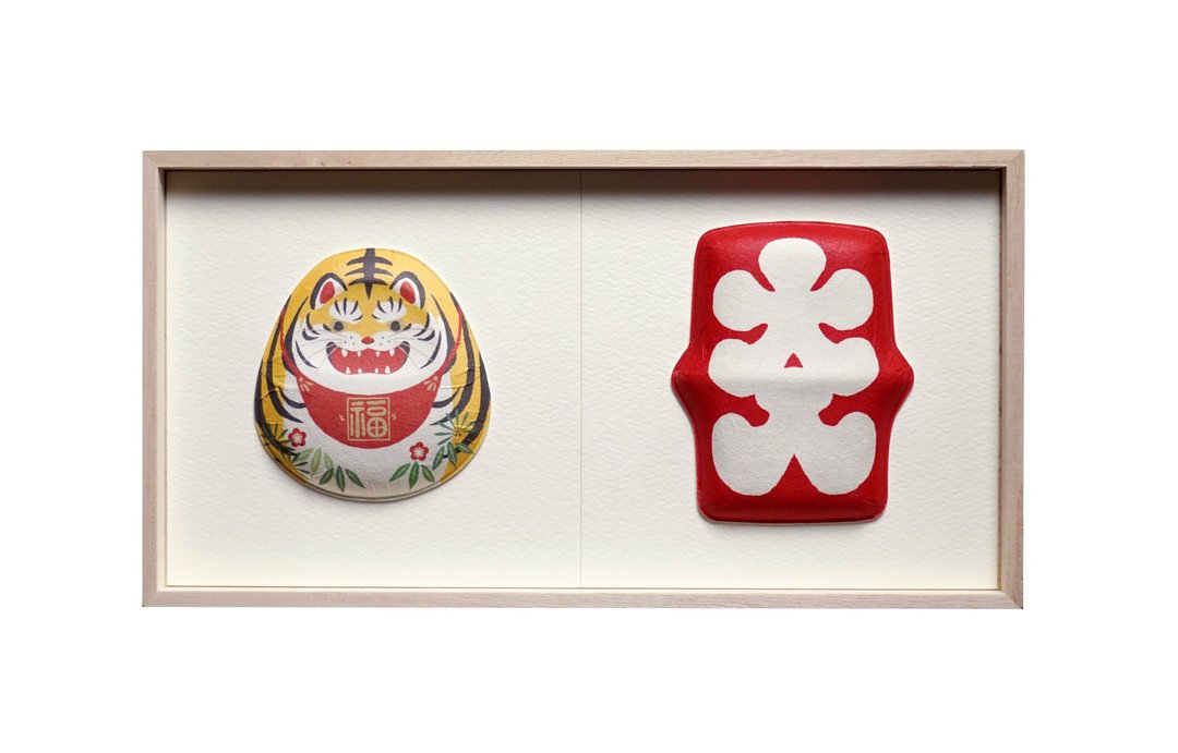 Washi Wall Decoration - Fukura, 2 kinds of Tora Daruma, Oiribukuro - 墙贴/壁贴 - 纸 