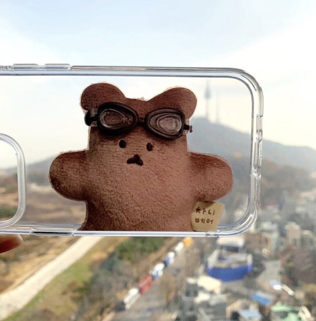 韩国文创 Chanibear 手机壳 -jellhard，护目镜布朗尼舒适的使用和保护 - 手机壳/手机套 - 塑料 咖啡色