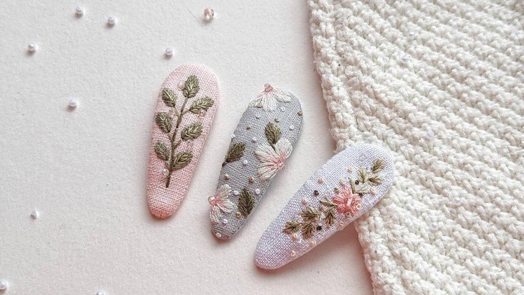 刺绣发夹花朵婴儿发夹白花夹 - 婴儿饰品 - 其他材质 