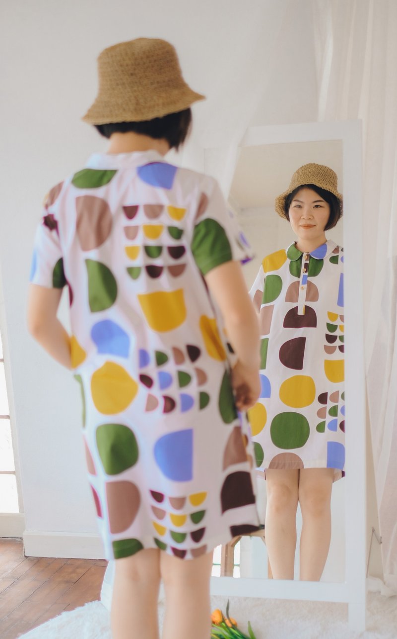 Lulu 棉质 A 字体连身洋装 : Choco 绿色 - 洋装/连衣裙 - 棉．麻 绿色