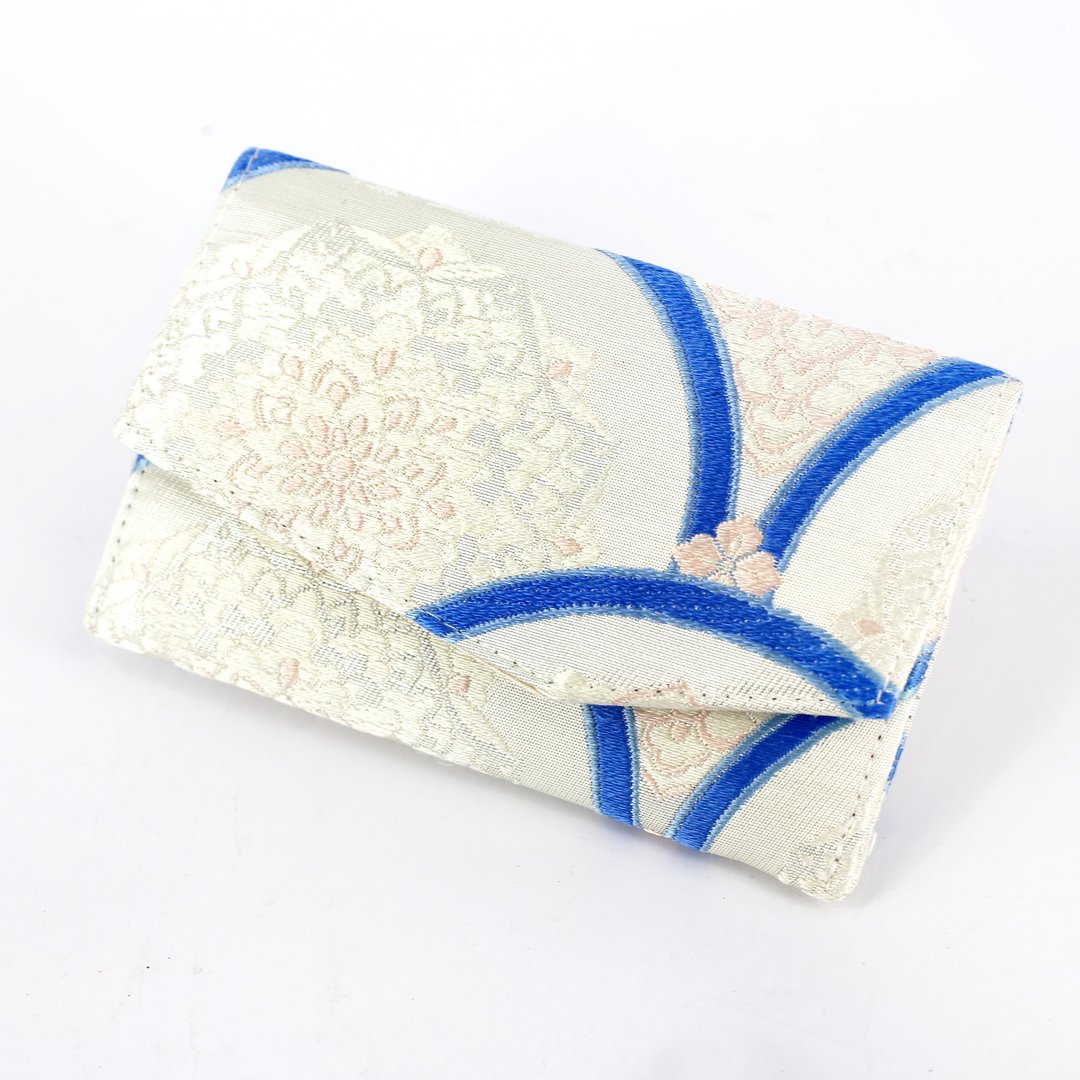 Japanese Kimono Name Card Holder - Vintage Fabric, Upcycled, RFID Block - 名片夹/名片盒 - 丝．绢 蓝色