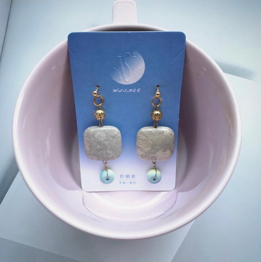 云烟石耳环  wisher许愿者 - 耳环/耳夹 - 琉璃 