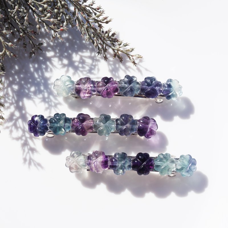 萤石串连花朵发夹 Carmencita - 发饰 - 宝石 紫色