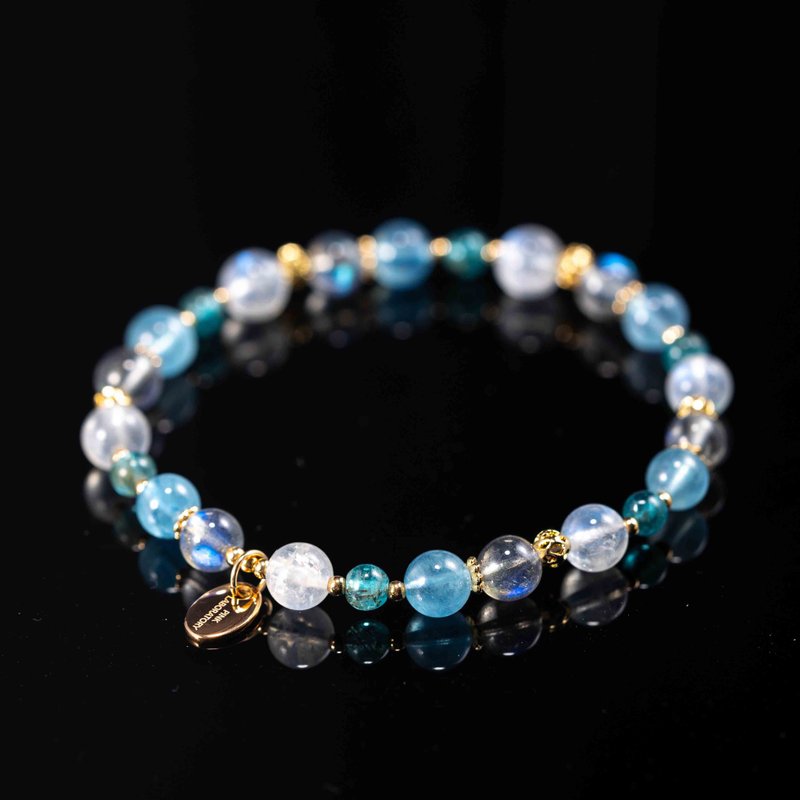 月光石拉长石月光石14K镀金手链 | 天然水晶定制礼物 - 手链/手环 - 半宝石 透明