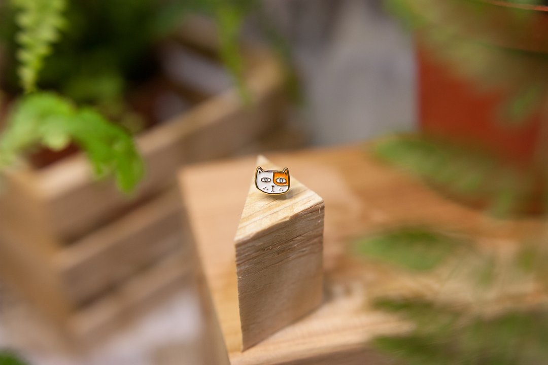 【手工系列】珐琅耳环/小橘猫/可改夹式/Enamel earring - 耳环/耳夹 - 珐琅 橘色