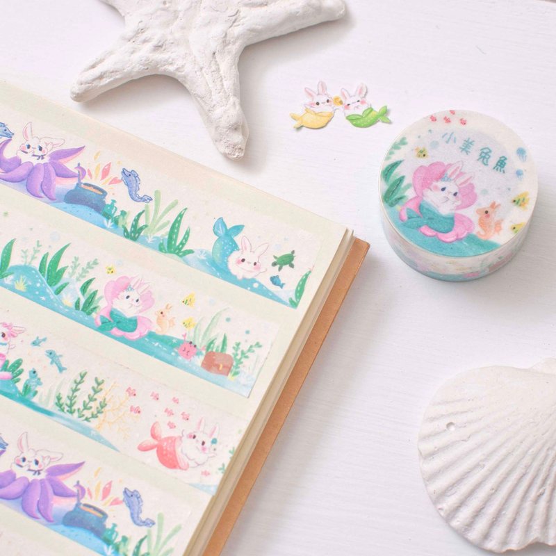 童话兔系列--小美兔鱼_纸胶带 - 纸胶带 - 纸 白色