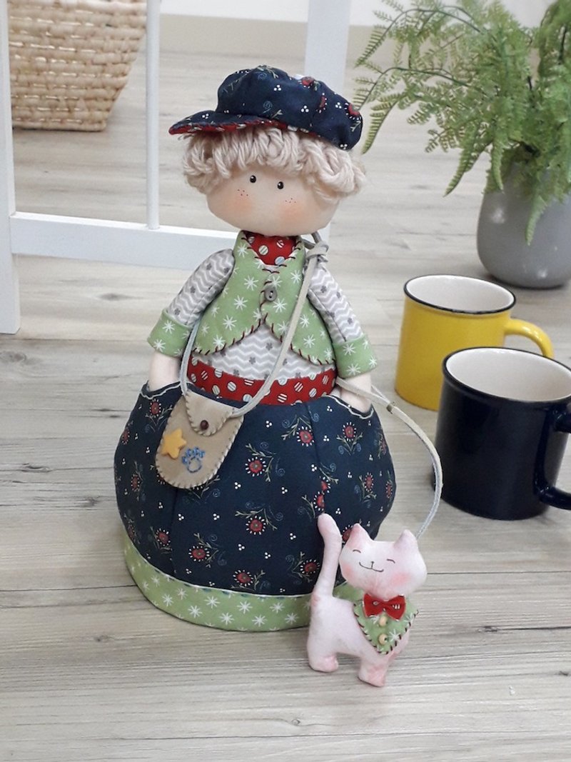 遛猫帅哥防尘盖 - 玩偶/公仔 - 棉．麻 多色