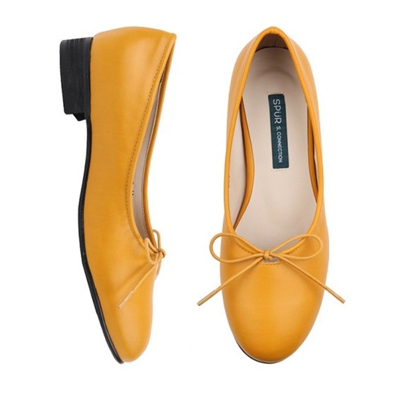 SPUR 蝴蝶結平底鞋 HS8032 YELLOW - 女款牛津鞋/乐福鞋 - 其他材质 黄色
