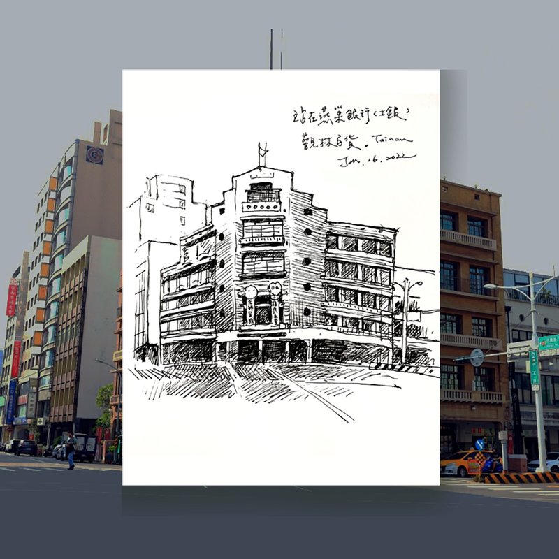 【定制化素描】原子笔风景/人物/宠物素描/手写字明信片 - 卡片/明信片 - 纸 白色