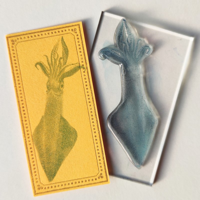 Biology Stamp　ヨーロッパヤリイカ - 印章/印台 - 树脂 透明