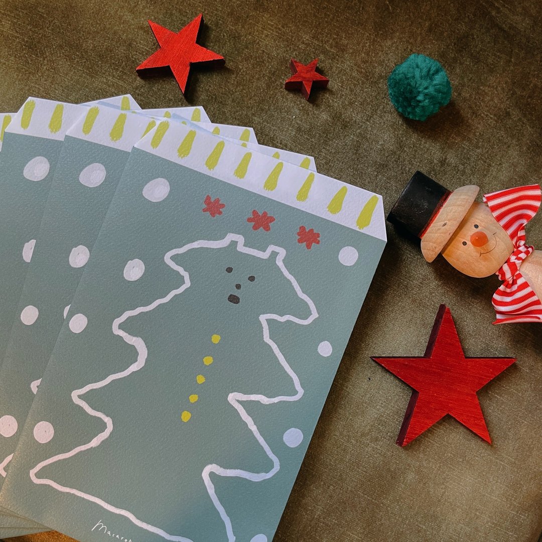 XMAS 圣诞小信封 5 入 - 信封/信纸 - 纸 绿色