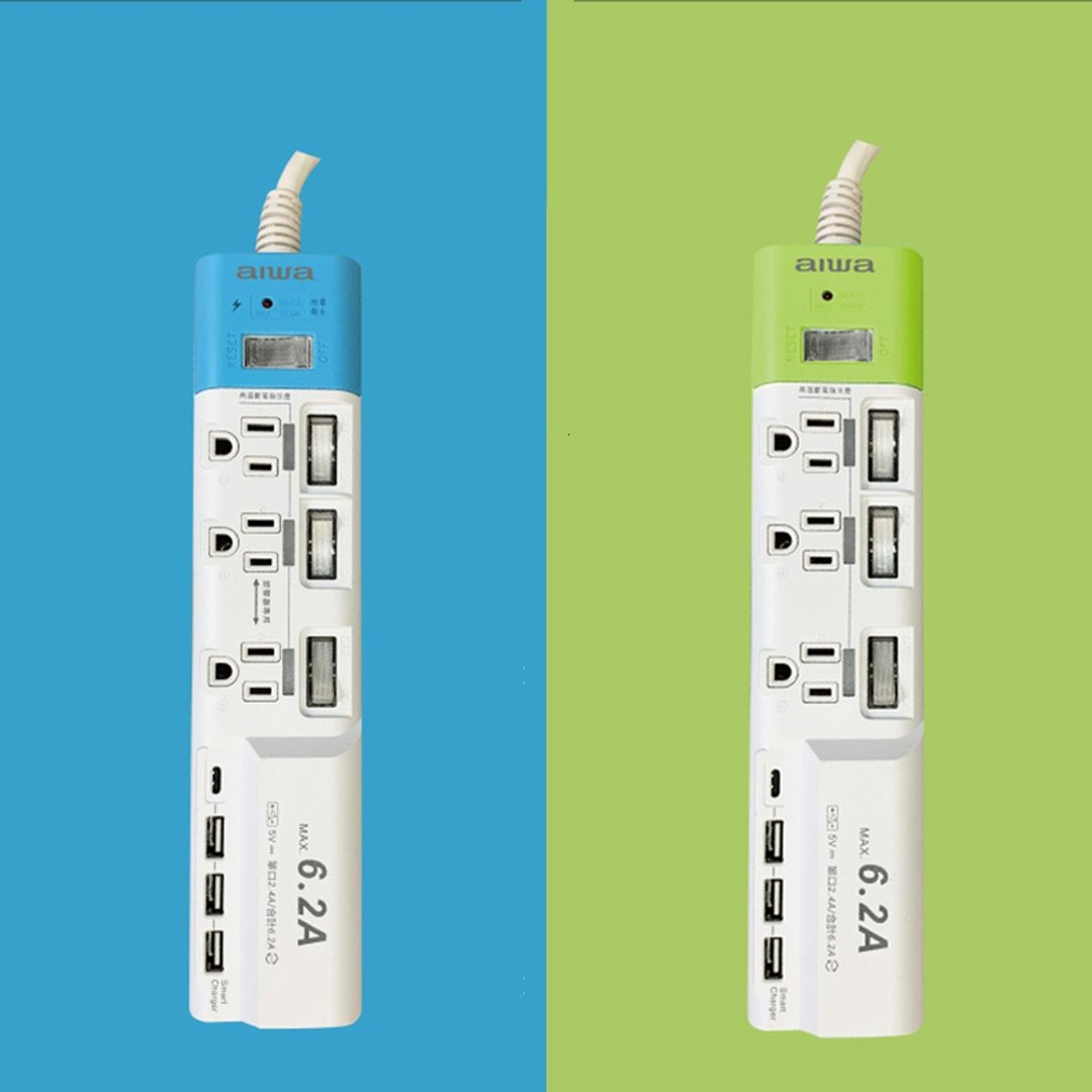 【AIWA】 爱华 USB 6.2 A 家用智能延长线插座 (6尺) ACE-4331 - 其他小家电 - 其他材质 蓝色