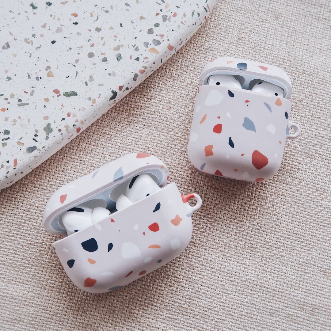 水磨石-AirPods1/2/3/Pro/Pro 2 硬壳耳机保护套 耳机壳 - 耳机收纳 - 塑料 白色