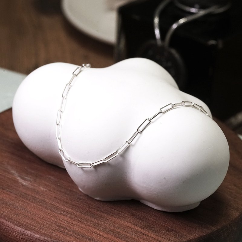 长方小圈圈 极细脚链 925纯银脚链 女生脚链 刻字订制 - 脚链/脚环 - 纯银 银色