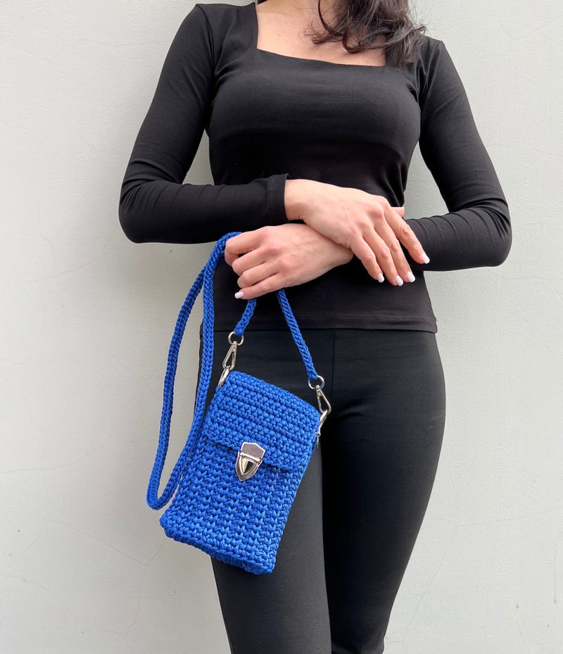 Indigo Phone Bag, Deep Blue Crossbody, Backpack, Phone Case, Small Bag - 侧背包/斜挎包 - 聚酯纤维 蓝色