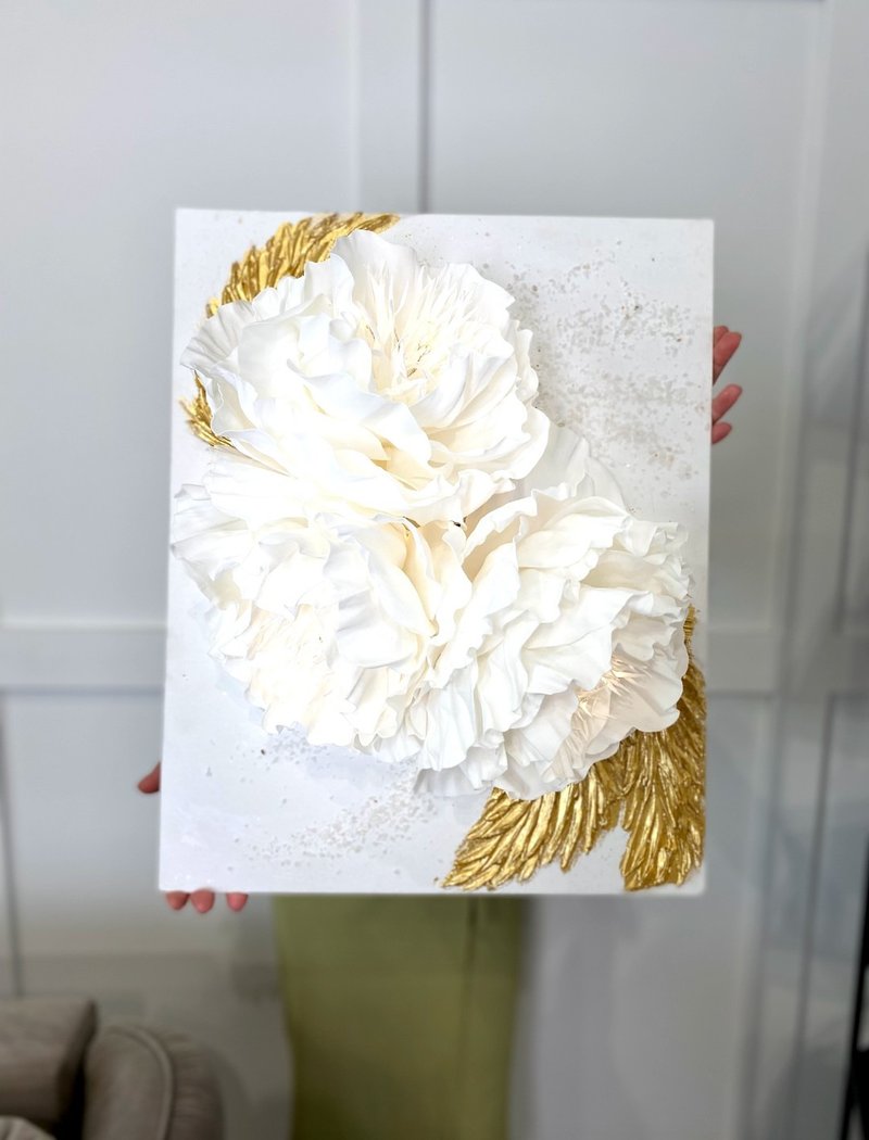 luminous picture with peonies and wings.  floor lamp picture.  room decor.  deli - 灯具/灯饰 - 防水材质 白色