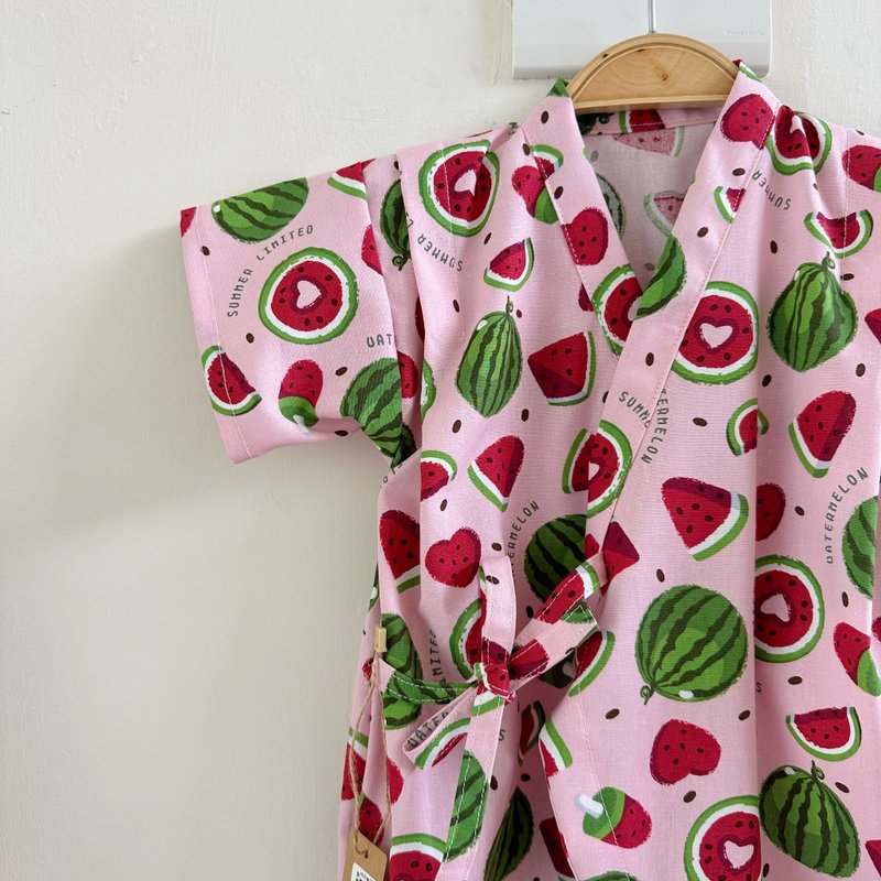 儿童连身甚平-西瓜粉 - 包屁衣/连体衣 - 棉．麻 