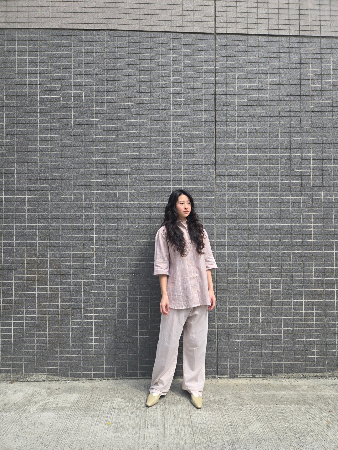 卷袖衬衫 - 卡其 F - 女装衬衫 - 棉 卡其色