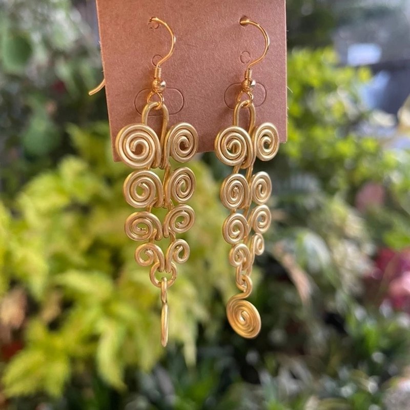 纯铜 螺旋耳环  可改夹式 - 耳环/耳夹 - 铜/黄铜 金色