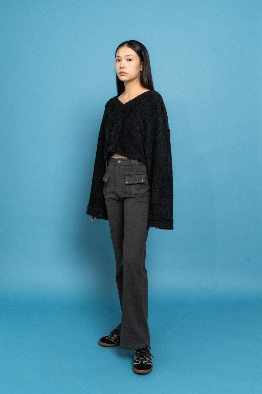 黑色长袖针织衫 Stretch Long sleeve Jumper - 女装针织衫/毛衣 - 其他材质 黑色