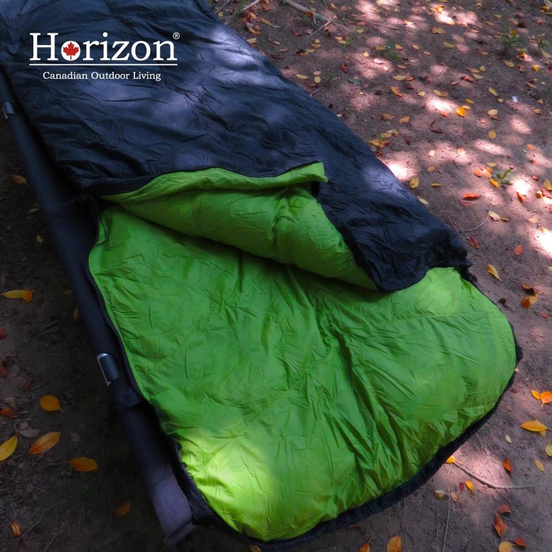 【Horizon x Qtace联名款】黑潮四季羽绒睡袋 700FP水鸟羽绒 黑绿 - 露营用品 - 羽绒 