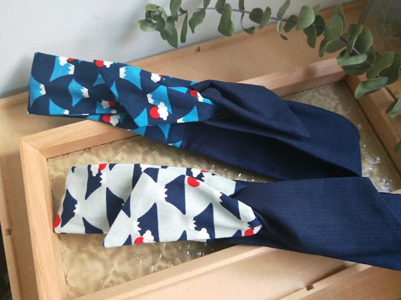 转转发带-小富士山 - 发饰 - 棉．麻 蓝色