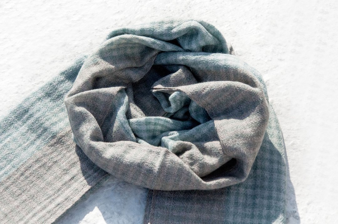 喀什米尔Cashmere/针织围巾/纯羊毛围巾/羊毛披巾-北欧撞色条纹 - 围巾/披肩 - 羊毛 多色