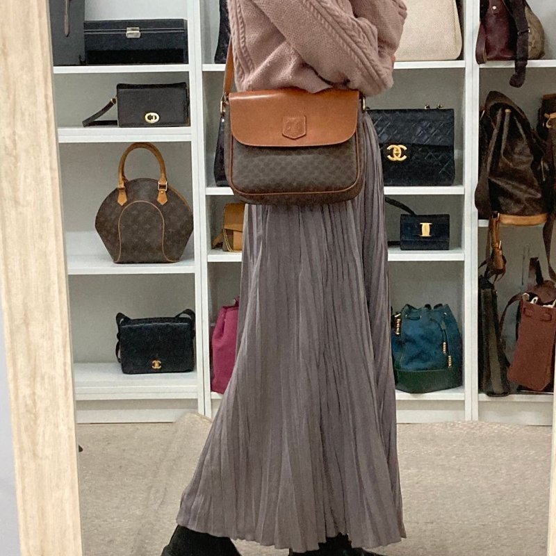 Celine 两用包 Macadam PVC棕金配件 - 01473 - 侧背包/斜挎包 - 真皮 咖啡色