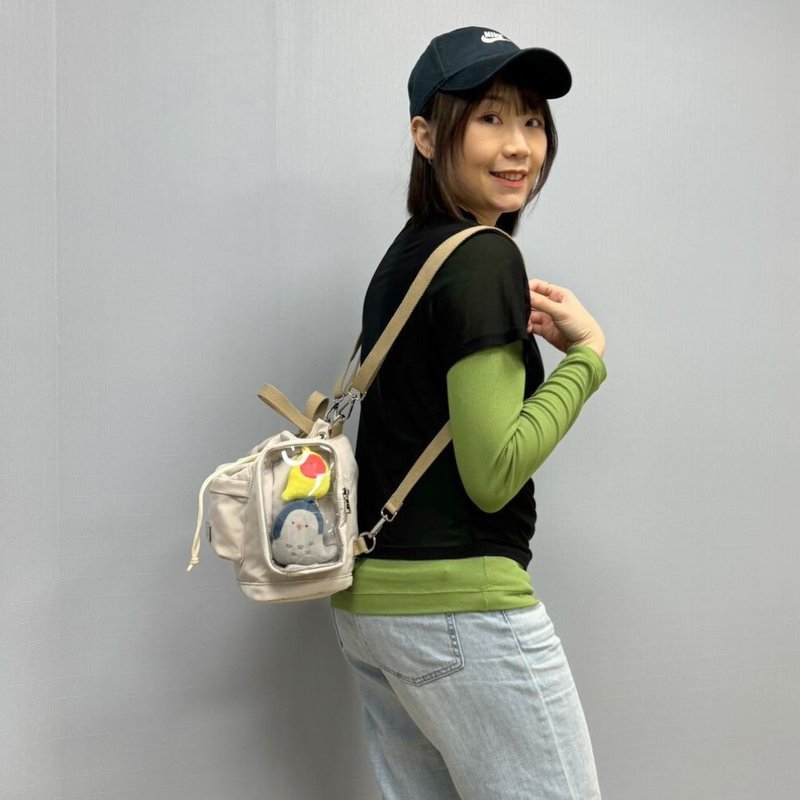 【DOUGHNUT】6.5寸 防泼水 小水桶包 晒娃包 痛包-石色 TLU - 束口袋双肩包 - 尼龙 白色