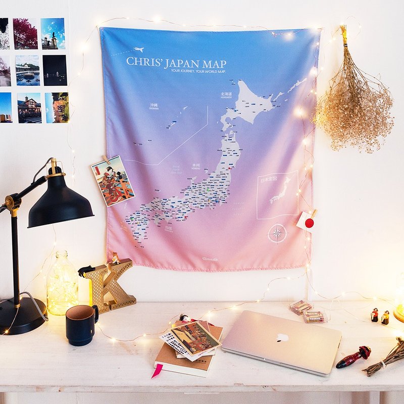 日本地图-你的专属日本地图(布)。樱花粉 (圣诞定制化礼物 送礼 - 海报/装饰画/版画 - 聚酯纤维 粉红色