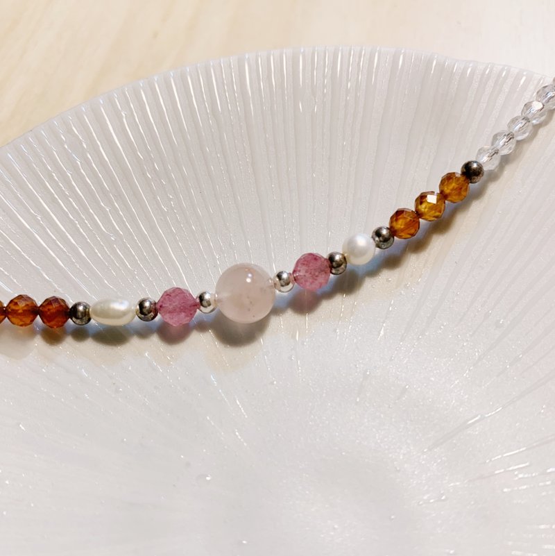 MH纯银天然石_橙酒恋人_粉晶 - 手链/手环 - 半宝石 粉红色