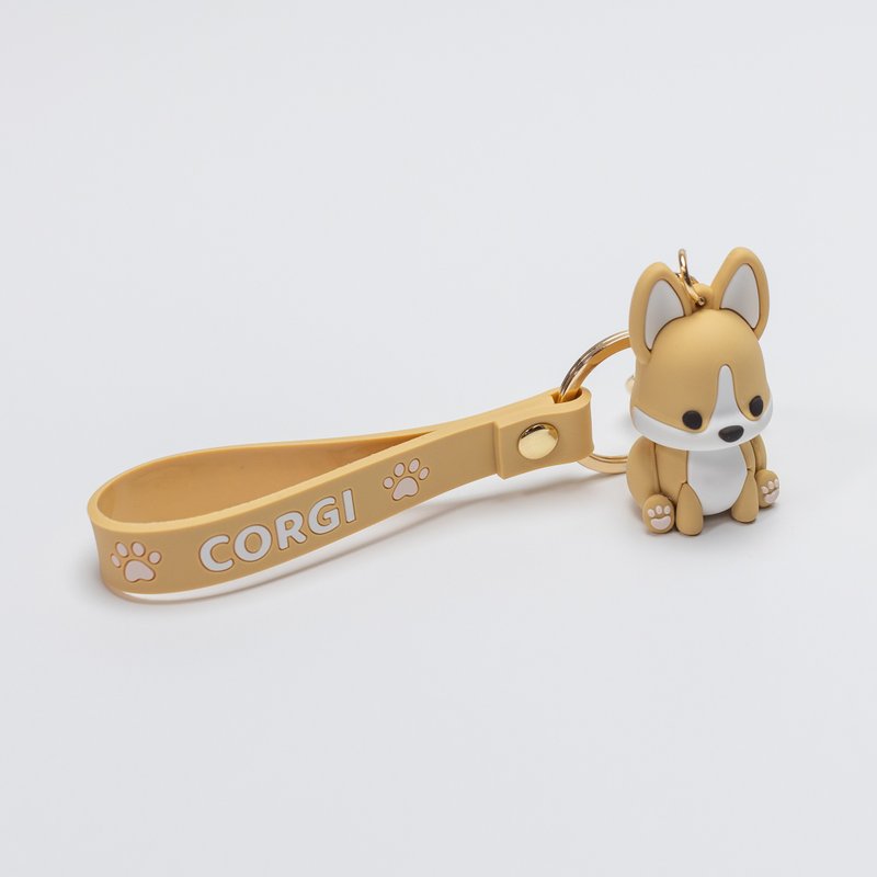 Bellzi | Corgi Figure Keychain 柯基立体公仔吊饰 - 钥匙链/钥匙包 - 硅胶 卡其色