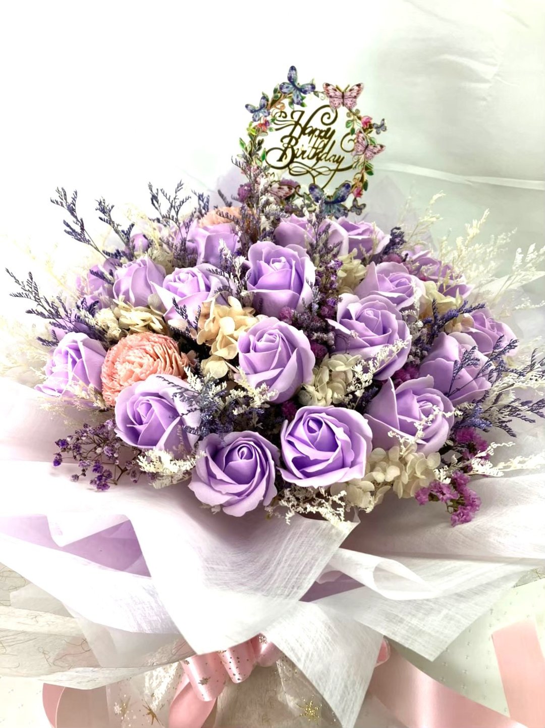 手工香皂花 干燥花花束 浪漫紫玫瑰 定制化礼物 典华优惠券 - 干燥花/捧花 - 植物．花 