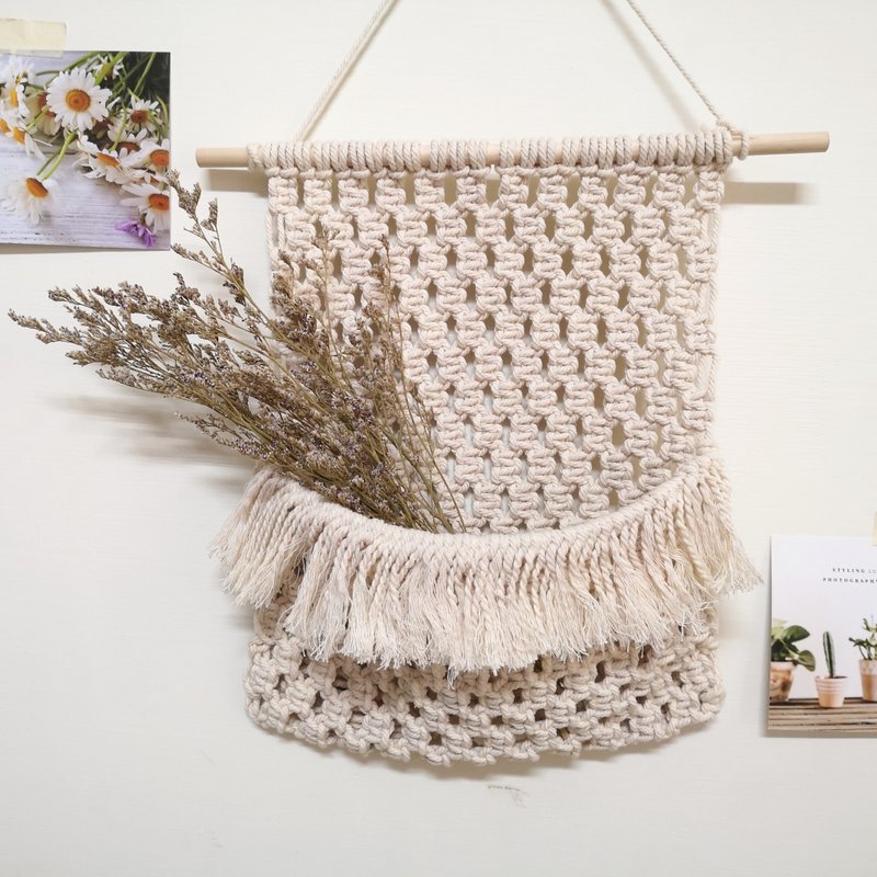 书信收纳篮【Macrame latter rack wallhanging】 - 摆饰 - 棉 